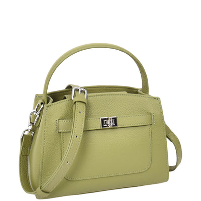 Women's Leather Top Handle Small Bag Lydia  Olive  ( Min Order From 10/Pcs )