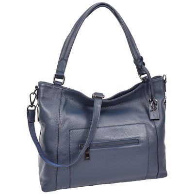 Women's Leather Tote Shoulder Handbag Evelyn Blue  ( Min Order From 10/Pcs )