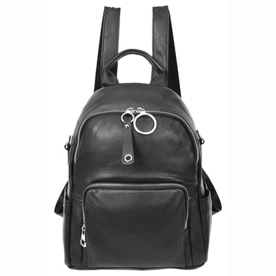 Women's Real Leather Casual Backpack Eliza Black ( Min Order From 10/Pcs )