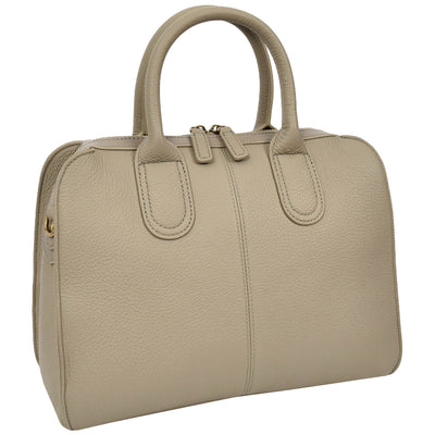 Women's Real Leather Handbag Classic Organiser Top-Handle Style Meadow Grey (Min Order From 10Pcs)