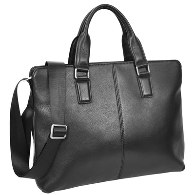 Real Leather Cross Body Briefcase Kingston Black (Min Order From 10/Pcs)