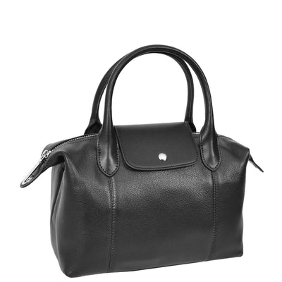 Womens Real Leather Handbag Small Top-Handle Tote Style Quinn Black (Min Order From 10Pcs)