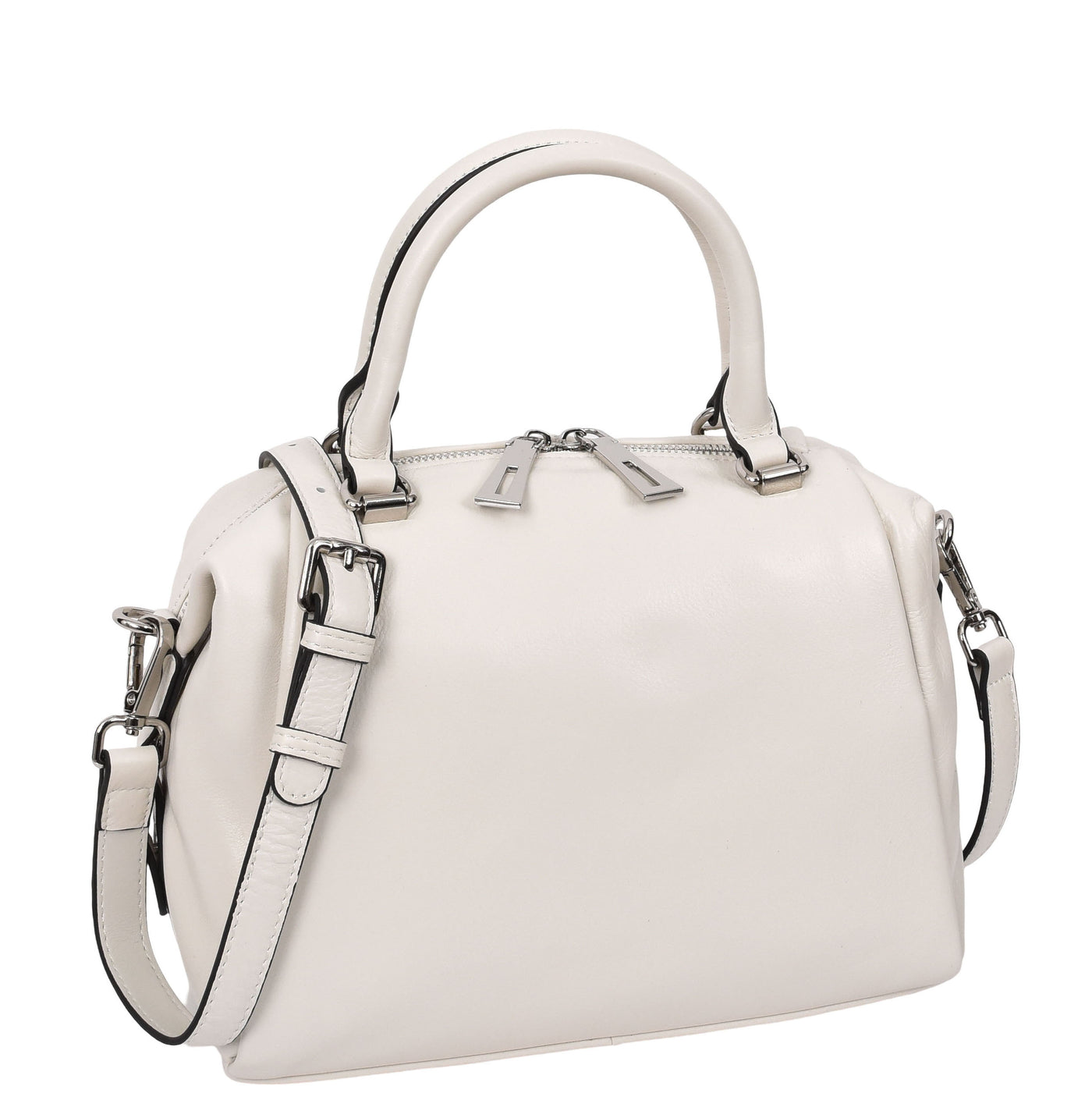 Women's Leather Small Barrel Shape Handbag Luna Gray ( Min Order From 10/Pcs )