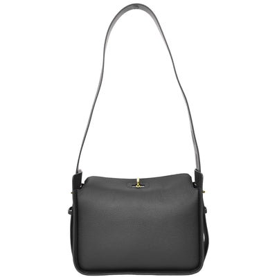 Women's Real Leather Classic Shoulder Bag Penelope Black ( Min Order From 10/Pcs )