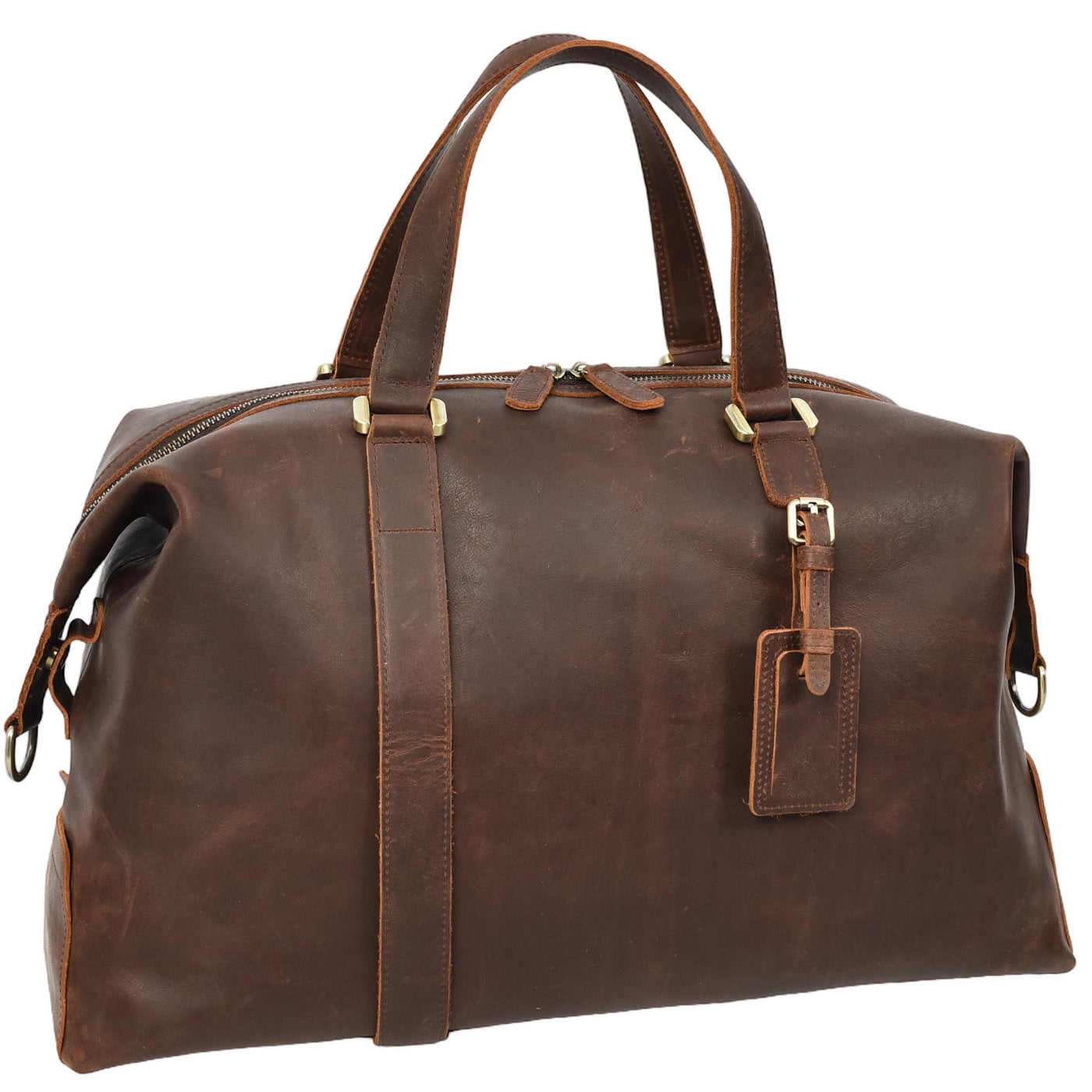 Leather Holdall Weekend Bag Aspen Brown ( Min Order From 10/Pcs )