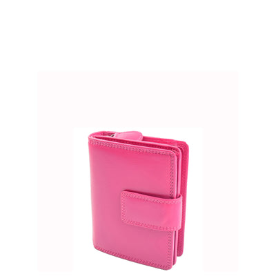 Women's Purse Real Soft Premium Leather Bi Fold HOL1132 Pink  (Min Order From 20Pcs)