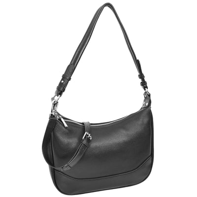 Women's Leather Hobo Style Shoulder Bag Daphne Black ( Min Order From 10/Pcs )