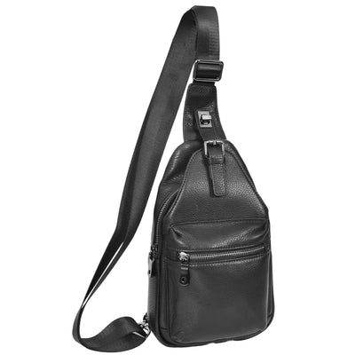 Real Leather Cross Body Chest Bag Phoenix Black (Min Order From 10Pcs)