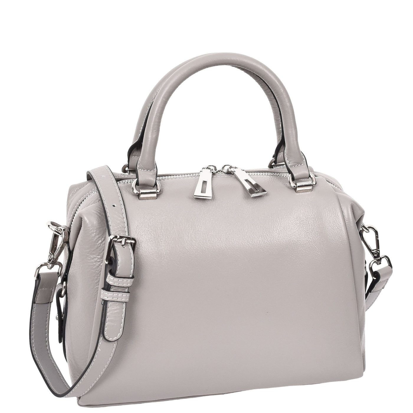 Women's Leather Small Barrel Shape Handbag Luna Gray ( Min Order From 10/Pcs )