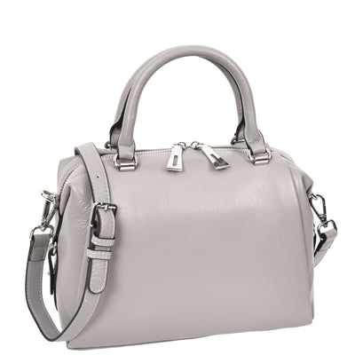 Women's Leather Small Barrel Shape Handbag Luna Gray ( Min Order From 10/Pcs )