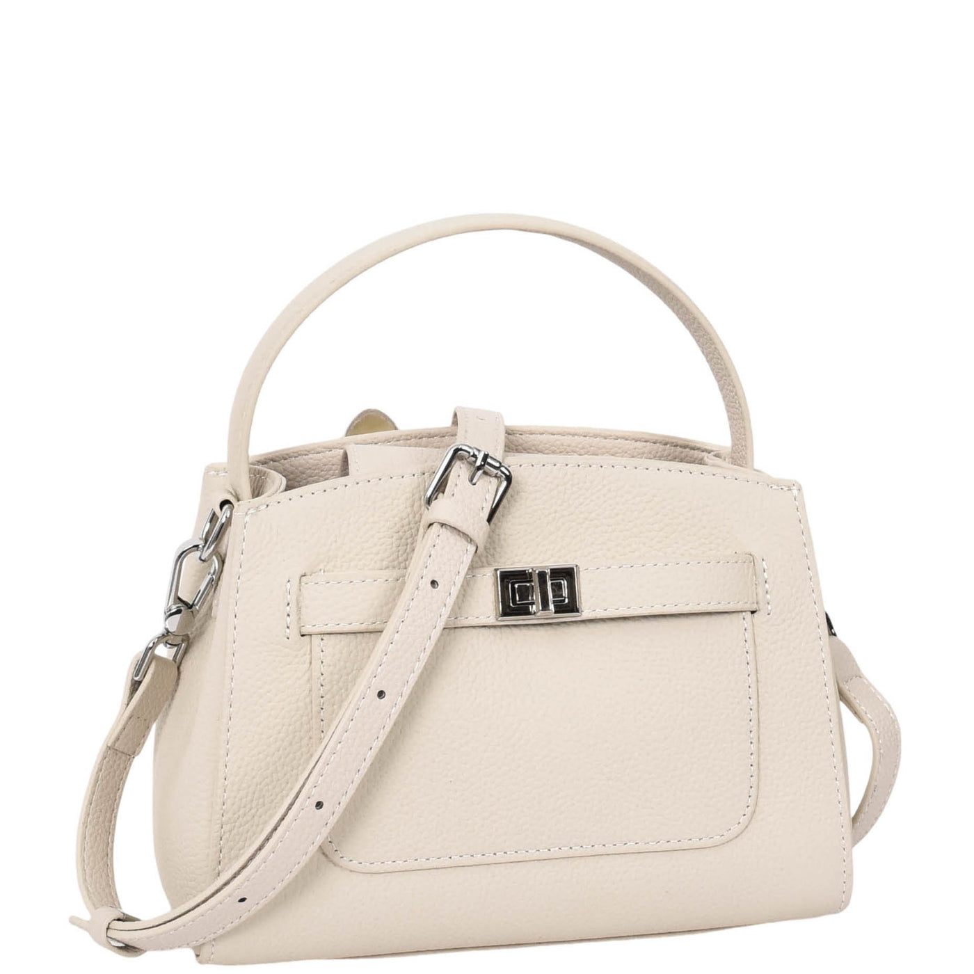 Women's Leather Top Handle Small Bag Lydia Off White    ( Min Order From 10/Pcs )