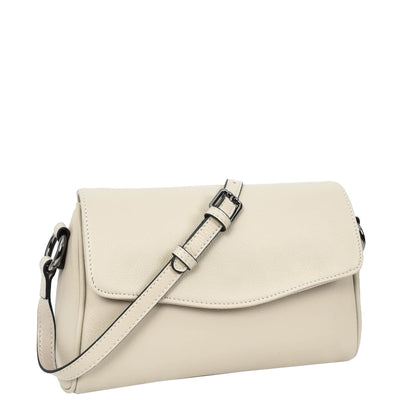 Womens Real Leather Cross Body Bag Small Organiser Classic Style Colette Beige (Min Order From 10Pcs)
