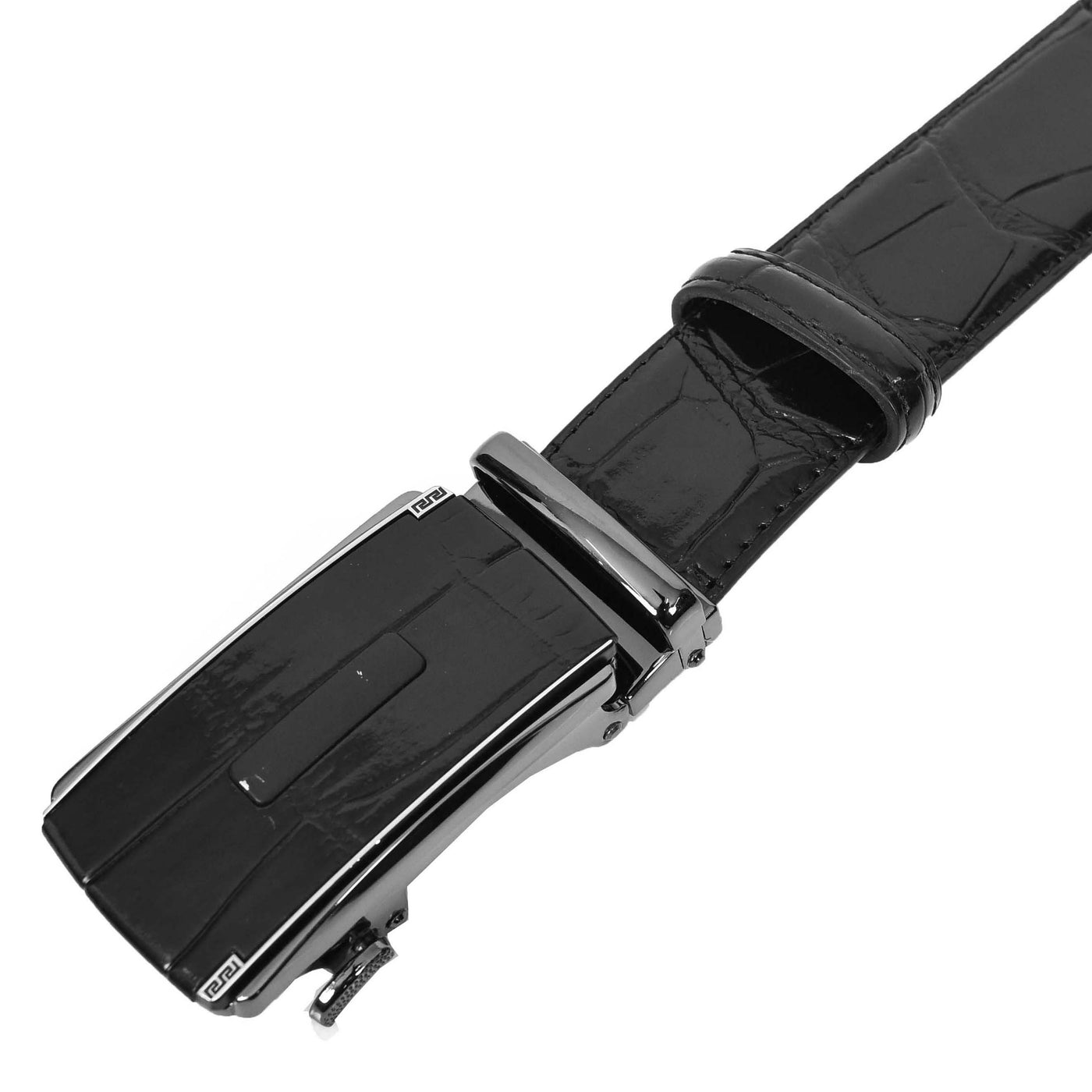 Real Leather Mens Adjustable Ratchet Buckle Belt Dress Suits Pants Every Day Wear Whistler Black (Min Order From 10/Pcs )