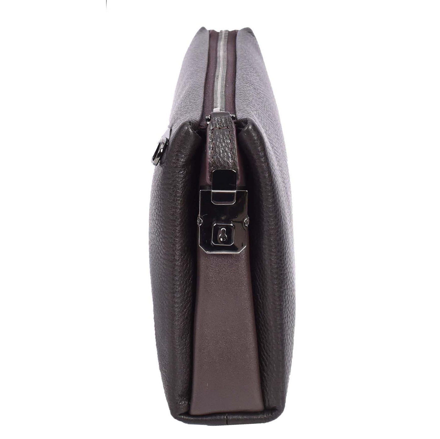 Real Leather Lockable Wrist Bag Thames Brown ( Min Order From 10/Pcs )