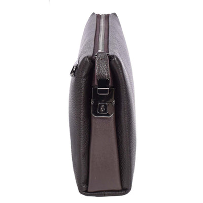 Real Leather Lockable Wrist Bag Thames Brown ( Min Order From 10/Pcs )
