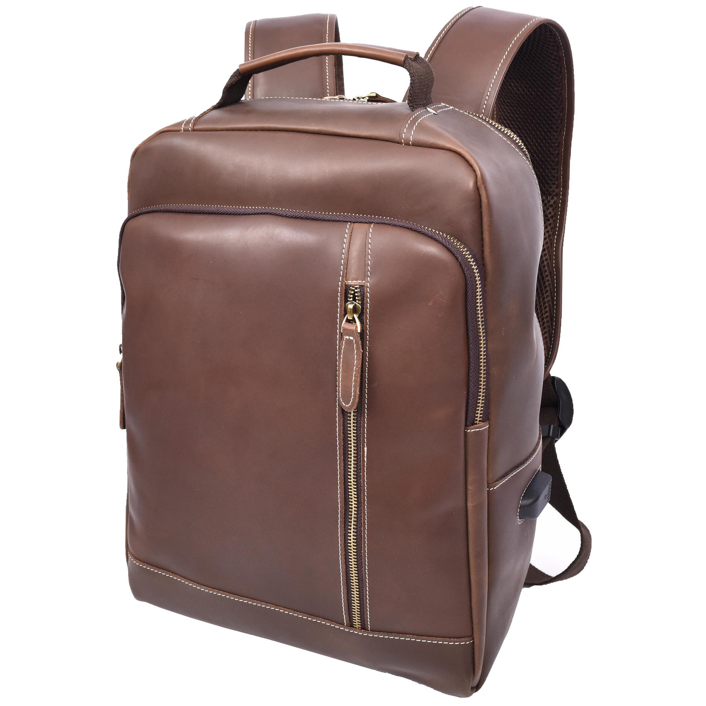 Mens Real Leather Backpack Large Size Laptop Travel Rucksack Cliff BROWN HUNTER ( Min Order From 10/Pcs )