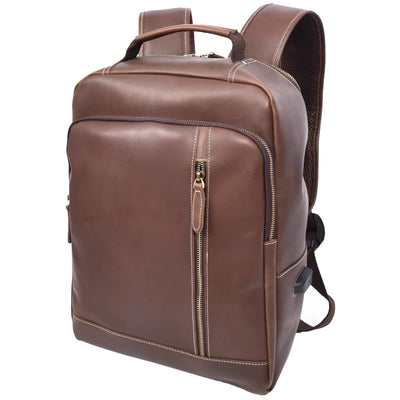 Mens Real Leather Backpack Large Size Laptop Travel Rucksack Cliff BROWN HUNTER ( Min Order From 10/Pcs )