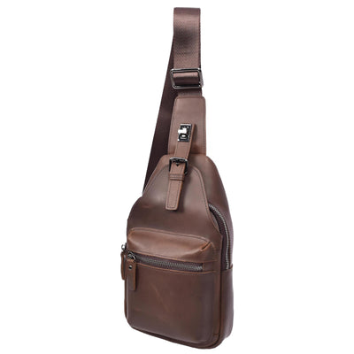 Real Leather Cross Body Chest Bag Phoenix Rusty Brown (Min Order From 10Pcs)