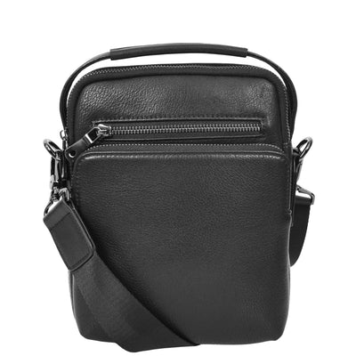 Mens Leather Small Cross Body Bag Lincoln Black ( Min Order From 10/Pce )