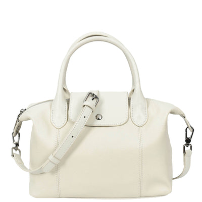 Women's Real Leather Handbag Small Top-Handle Tote Style Quinn White (Min Order From 10Pcs)