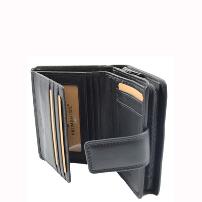 Women's Purse Real Soft Premium Leather Bi Fold HOL1132 Black  (Min Order From 20Pcs)