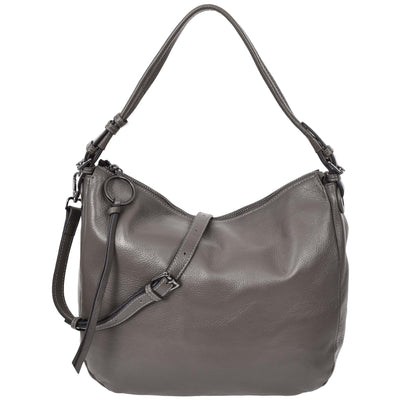 Women's Real Leather Hobo Style Handbag Diana Grey ( Min Order From 10/Pcs )