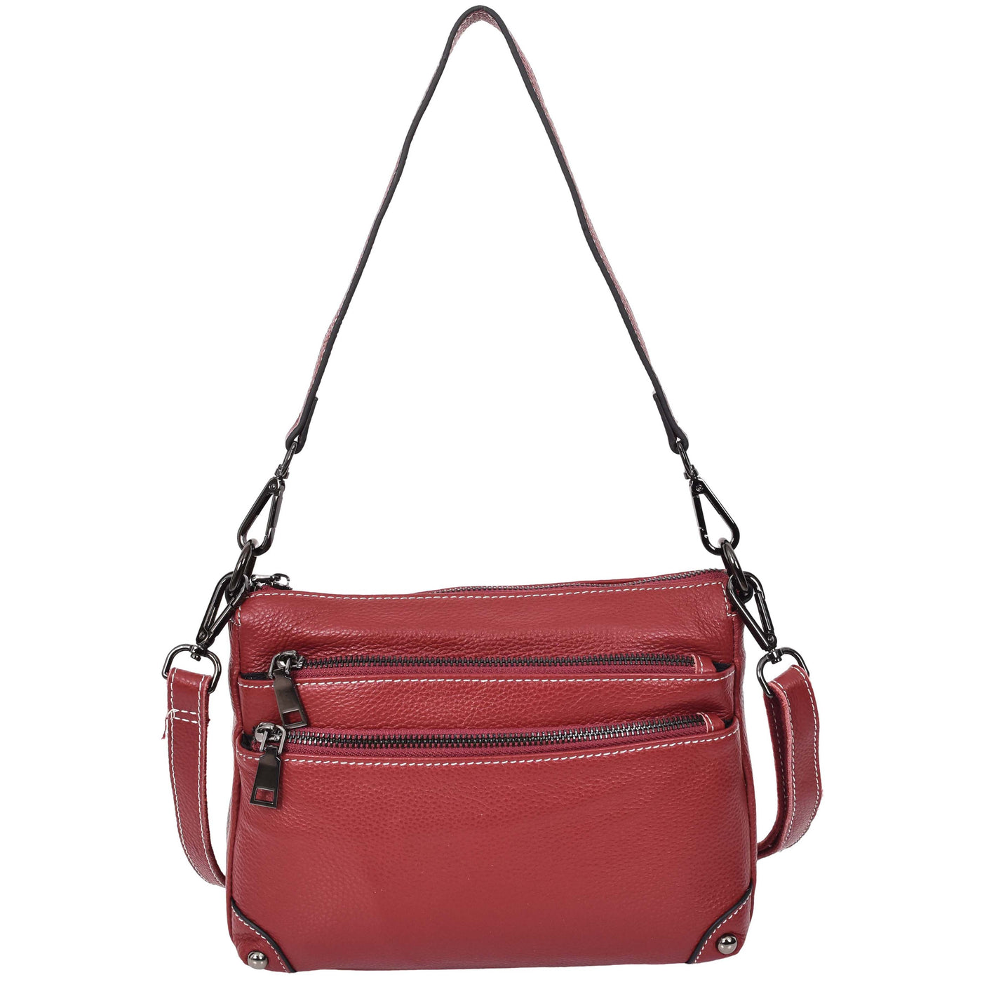 Women's Leather 2-in-1 Cross Body Shoulder Bag Olivia Red  ( Min Order From 10/Pcs )