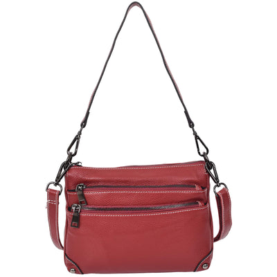 Women's Leather 2-in-1 Cross Body Shoulder Bag Olivia Red  ( Min Order From 10/Pcs )