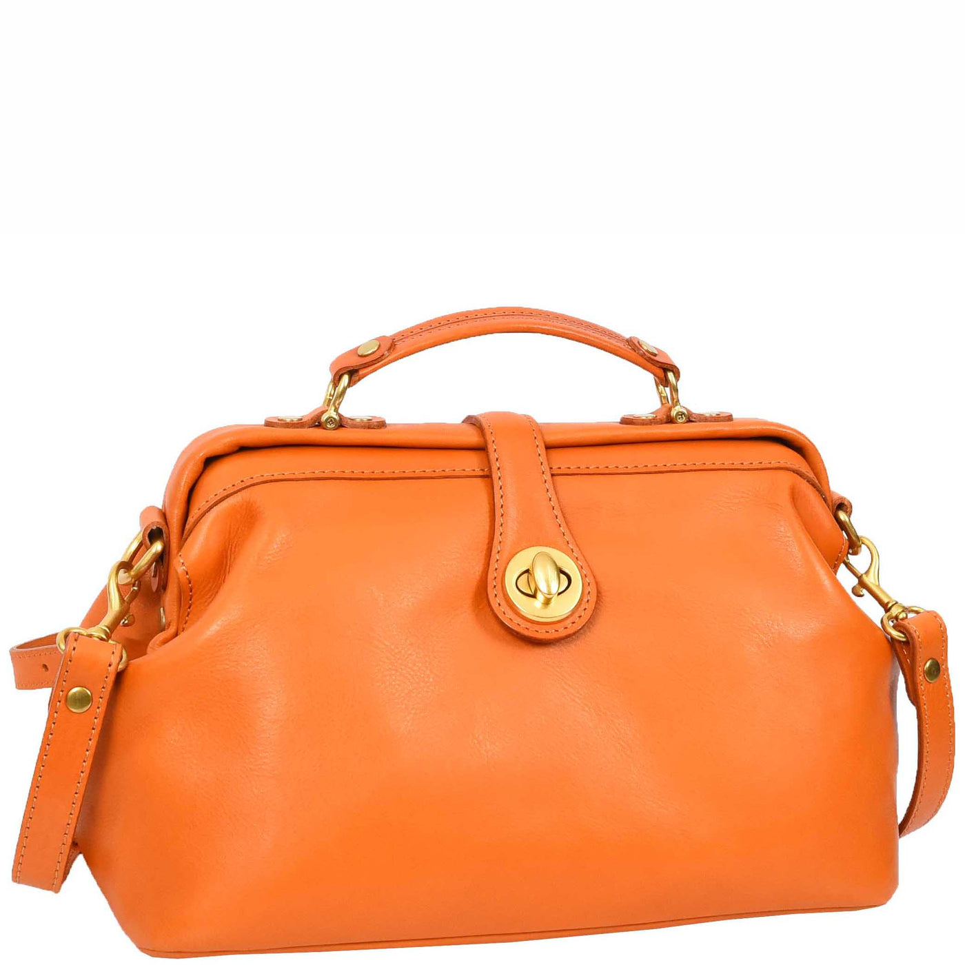 Women's Real Leather Bag Doctor Handbag HOL848 Tan (Min Order From 10/Pcs)