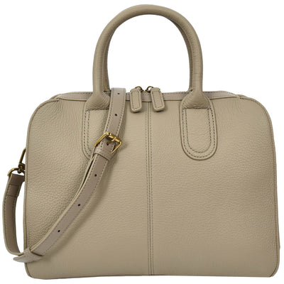 Women's Real Leather Handbag Classic Organiser Top-Handle Style Meadow Grey (Min Order From 10Pcs)