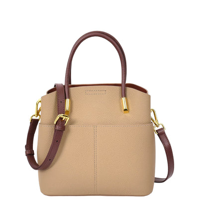 Women's Leather Top Handle Bag Ella Beige ( Min Order From 10/Pcs )