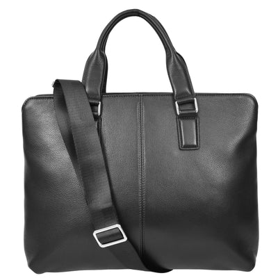 Real Leather Cross Body Briefcase Kingston Black (Min Order From 10/Pcs)