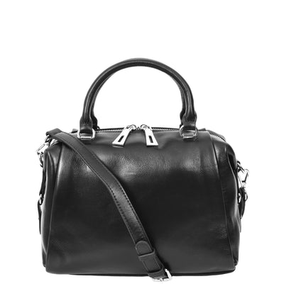 Women's Leather Small Barrel Shape Handbag Luna Black ( Min Order From 10/Pcs )