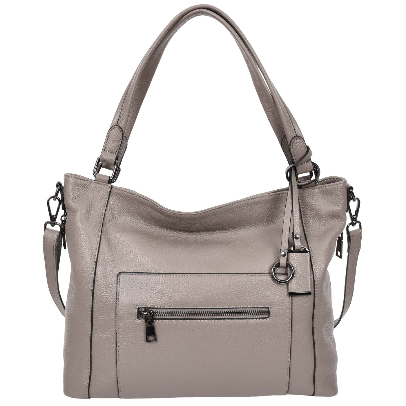 Women's Leather Tote Shoulder Handbag Evelyn Grey ( Min Order From 10/Pcs )
