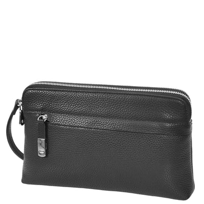 Real Leather Pouch Wrist Bag Stirling Black ( Min Order From 10/Pcs