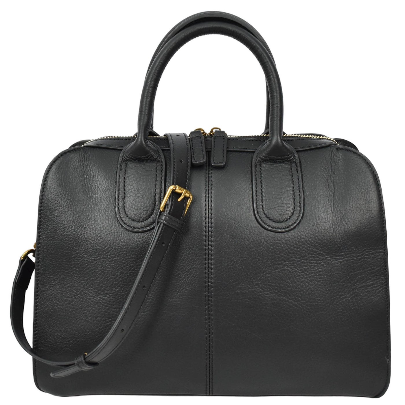 Women's Real Leather Handbag Classic Organiser Top-Handle Style Meadow Black (Min Order From 10Pcs)