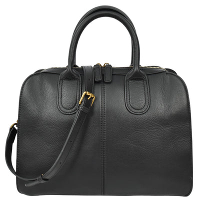 Women's Real Leather Handbag Classic Organiser Top-Handle Style Meadow Black (Min Order From 10Pcs)