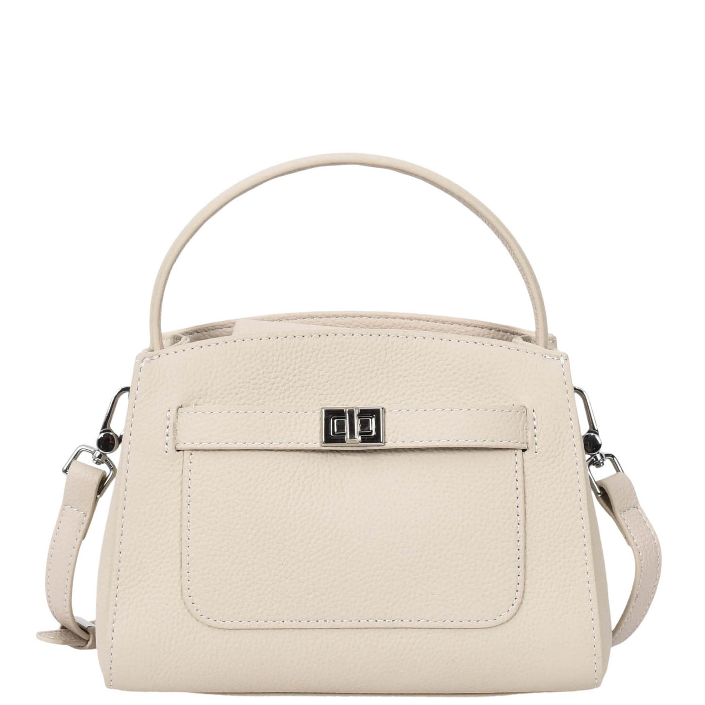 Women's Leather Top Handle Small Bag Lydia Off White    ( Min Order From 10/Pcs )