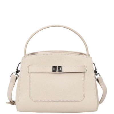 Women's Leather Top Handle Small Bag Lydia Off White    ( Min Order From 10/Pcs )
