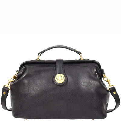 Women's Real Leather Bag Doctor Handbag HOL848 Black (Min Order From 10/Pcs)