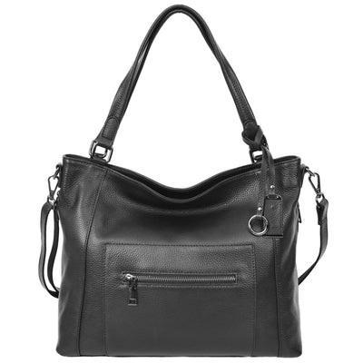 Women's Leather Tote Shoulder Handbag Evelyn Black ( Min Order From 10/Pcs )