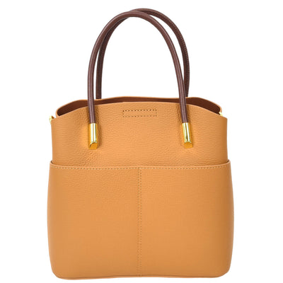 Women's Leather Top Handle Bag Ella Tan (Min Order From 10Pcs)
