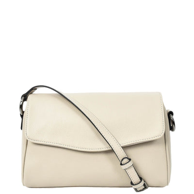 Womens Real Leather Cross Body Bag Small Organiser Classic Style Colette Beige (Min Order From 10Pcs)