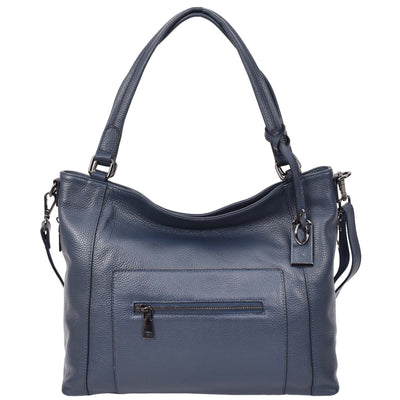 Women's Leather Tote Shoulder Handbag Evelyn Blue  ( Min Order From 10/Pcs )