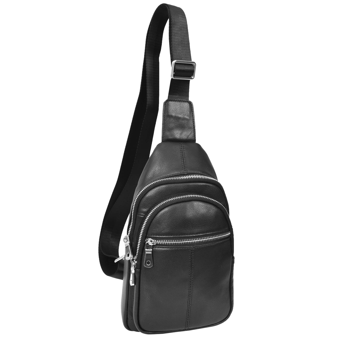Real Leather Cross Body Chest Bag Emerson Black (Min Order From 10/Pcs)