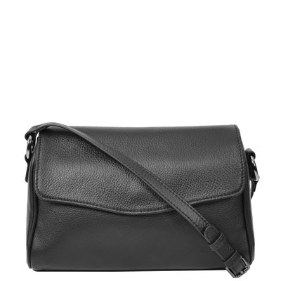 Womens Real Leather Cross Body Bag Small Organiser Classic Style Colette Black (Min Order From 10Pcs)
