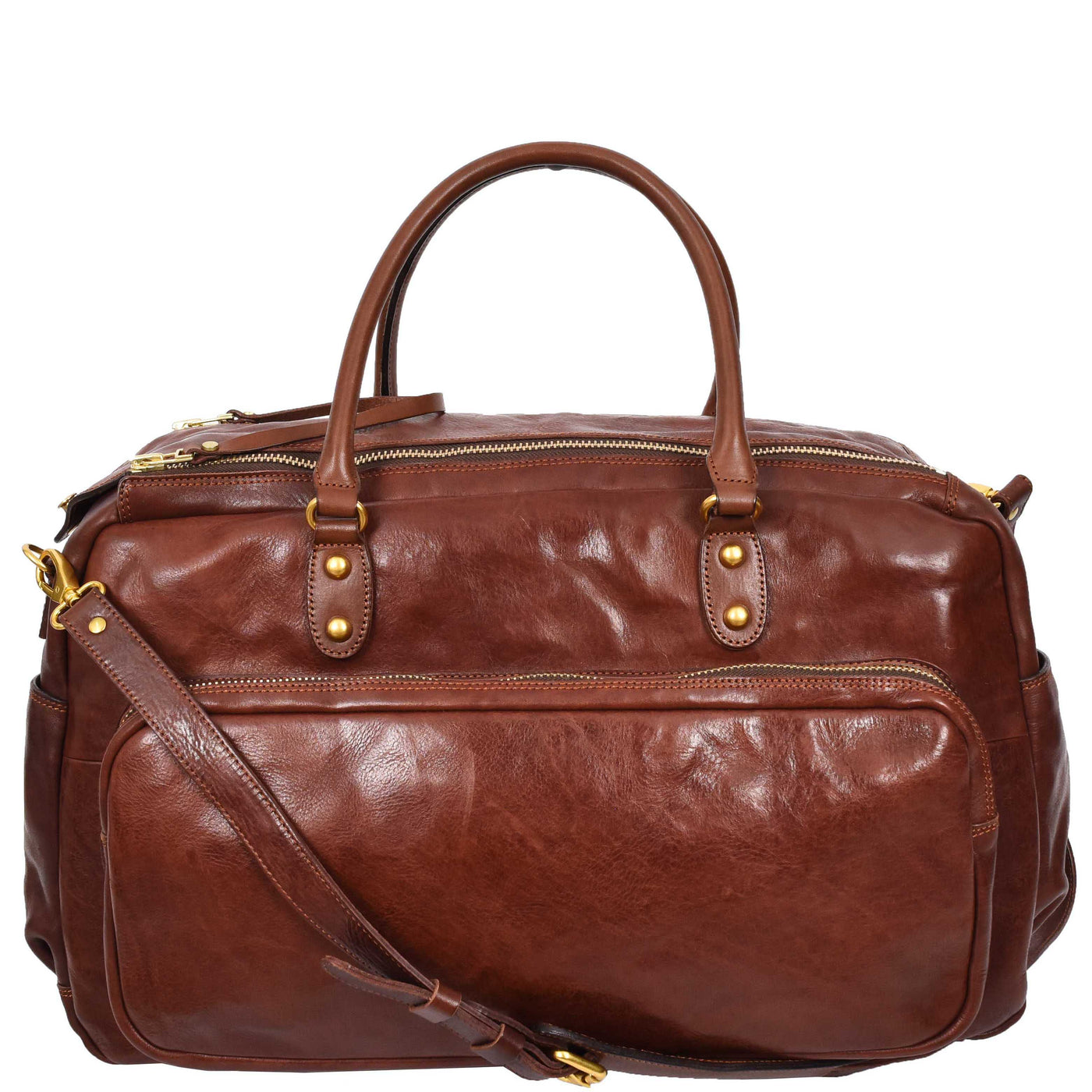 Genuine Leather Large Size Holdall Travel Duffle Bag  TALBOT Brown (Min Order From 10Pcs)