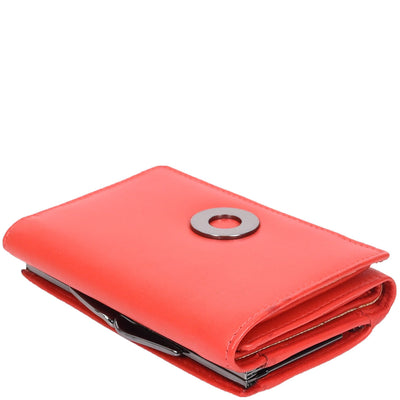 Women's Leather Trifold Metal Frame Purse Small Ravenna Red (Min Order From 20Pcs)