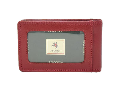 Slim Fold Leather Card Wallet Madrid Red ( Min Order From 20/Pcs )
