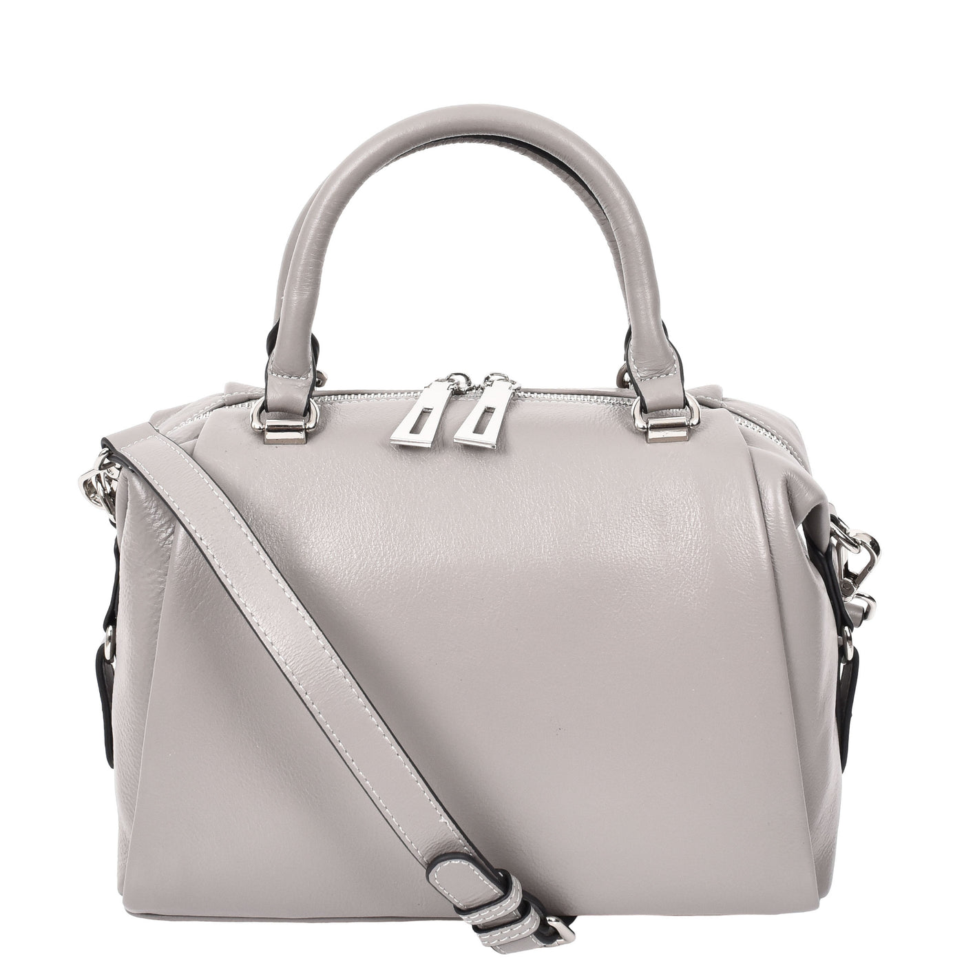 Women's Leather Small Barrel Shape Handbag Luna Gray ( Min Order From 10/Pcs )